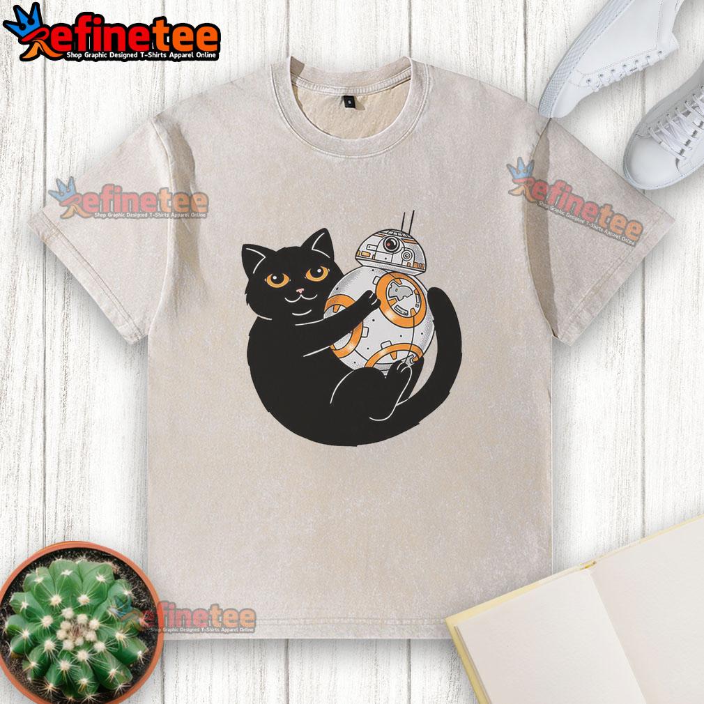 original-cat-and-droid-star-wars-washed-t-shirt Original Cat and Droid Star Wars washed t-shirt featuring a unique graphic design, perfect for sci-fi and cat lovers.