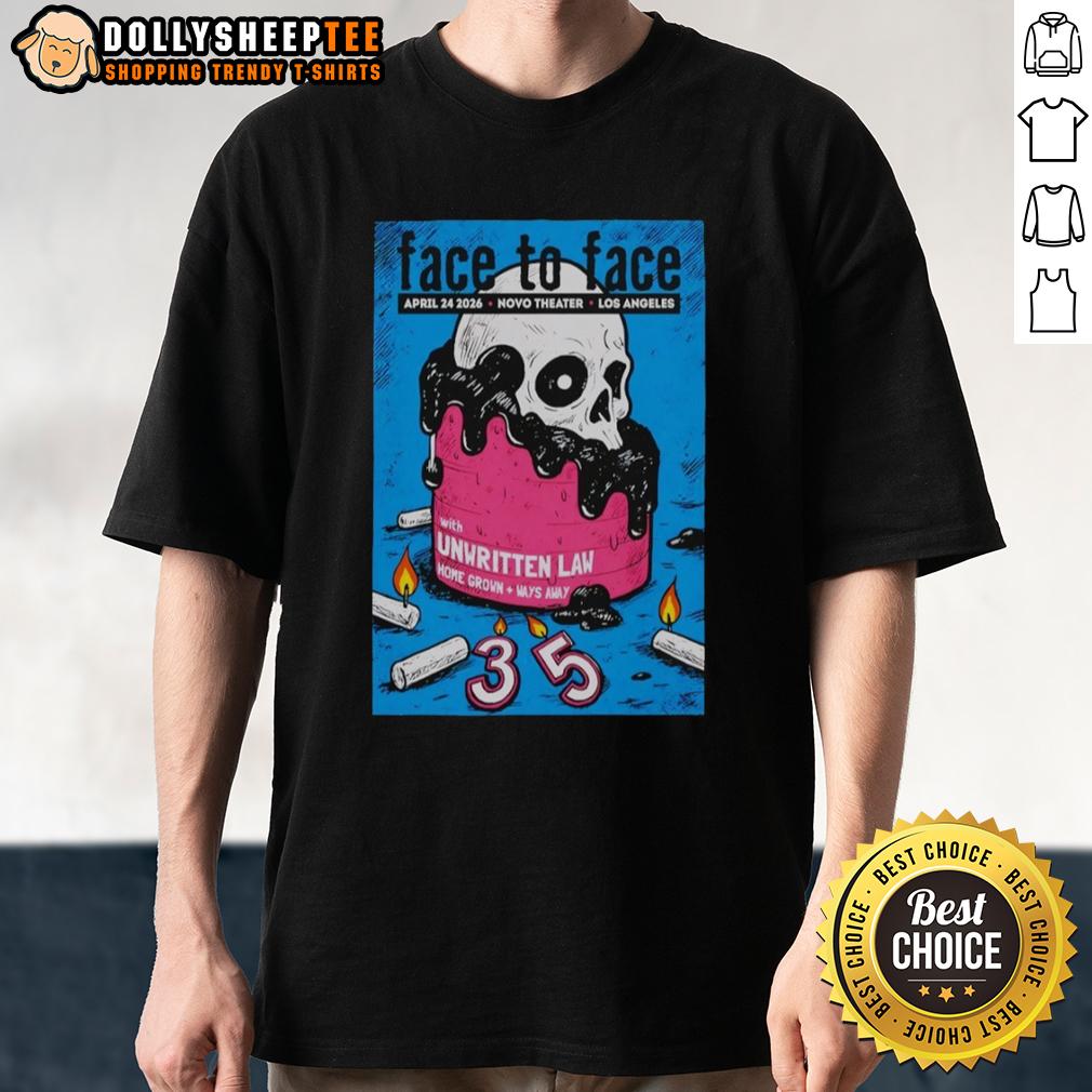 Original Face To Face Apr 24 2026 In Los Angeles Ca Poster T Shirt Alt Text: Original Face To Face Apr 24 2026 Los Angeles CA concert poster design on a stylish T-shirt.