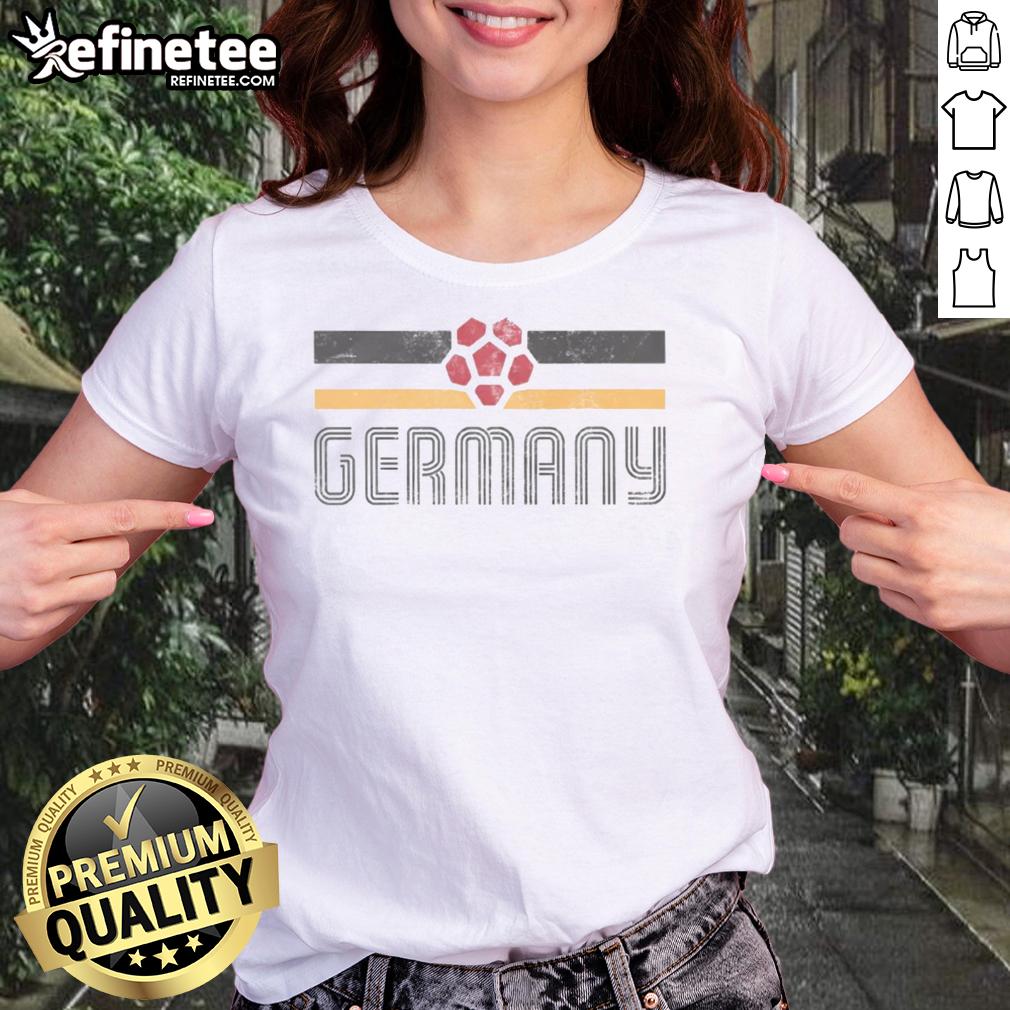 original-germany-retro-stripe-world-cup-football-ladies-tee Alt Text: Original Germany Retro Stripe World Cup Football Ladies Tee in vibrant colors, perfect for fans and casual wear.