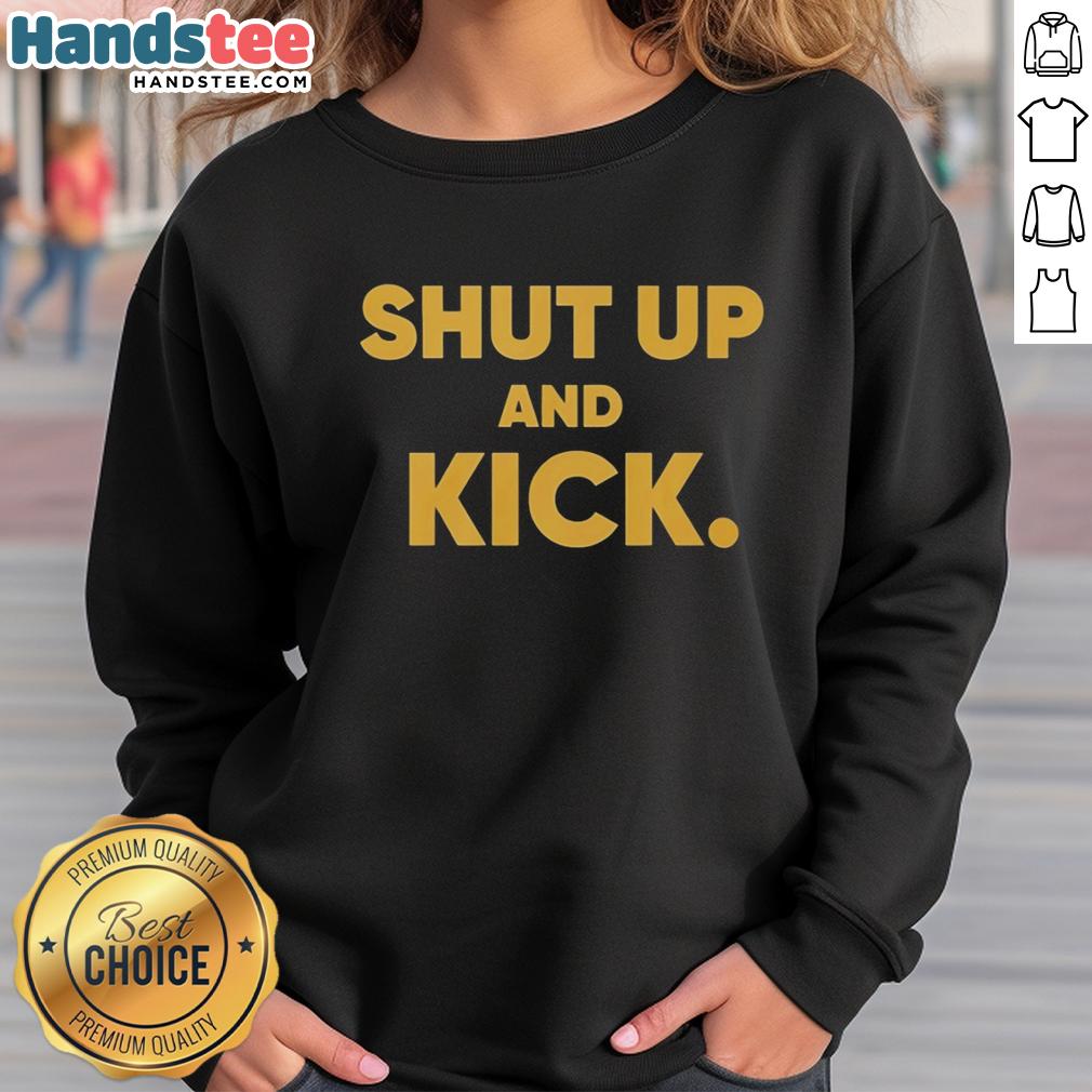 original-harrison-butker-of-kansas-city-chiefs-wearing-shut-up-and-kick-sweatshirt Alt Text: Harrison Butker of the Kansas City Chiefs wearing a Shut Up and Kick sweatshirt, showcasing team spirit and style.