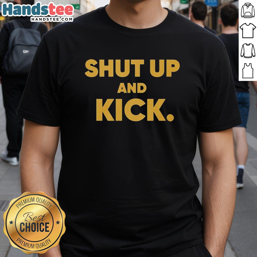 original-harrison-butker-of-kansas-city-chiefs-wearing-shut-up-and-kick-t-shirt-1 Harrison Butker of the Kansas City Chiefs wearing a Shut Up and Kick T-shirt during a game, showcasing his athletic style.