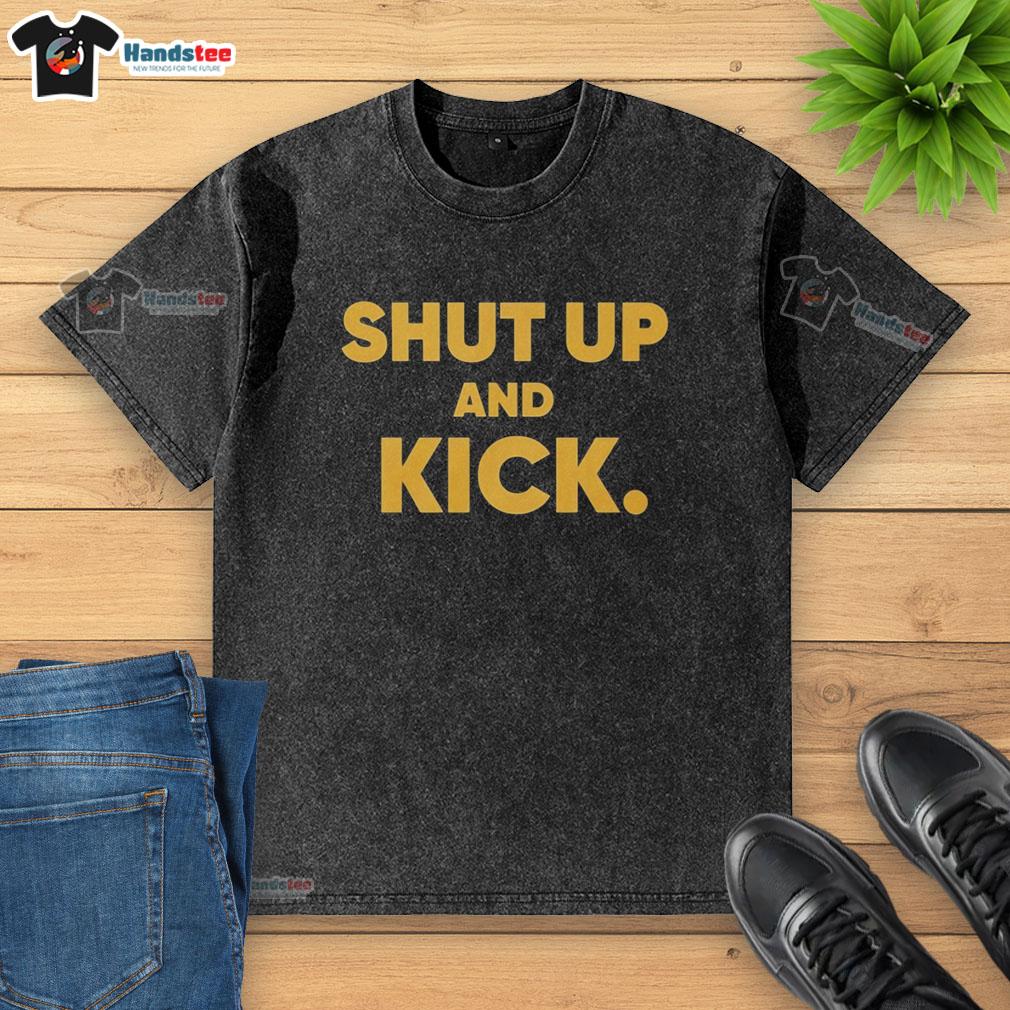 original-harrison-butker-of-kansas-city-chiefs-wearing-shut-up-and-kick-washed-t-shirt Alt Text: Harrison Butker of Kansas City Chiefs in a Shut Up and Kick washed t-shirt, showcasing team spirit and style.