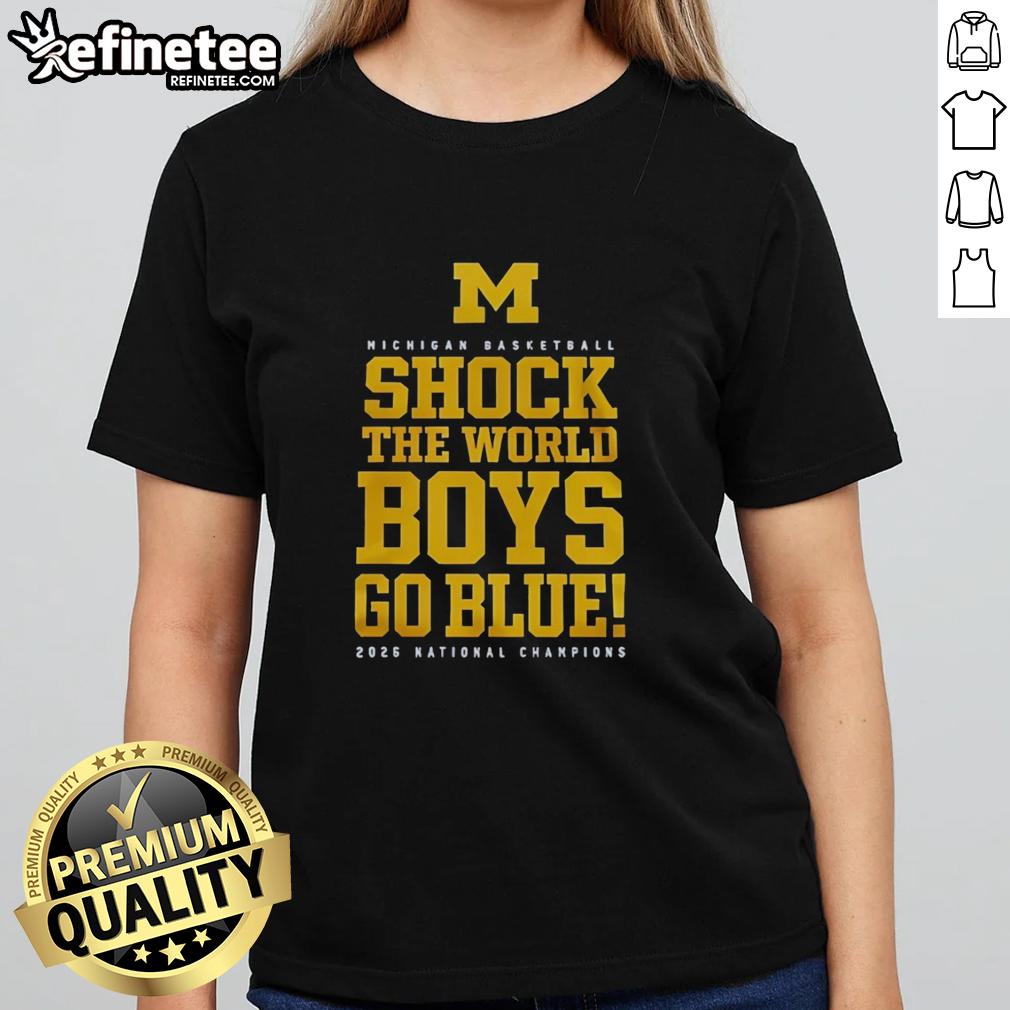 original-michigan-wolverines-ncaa-mens-basketball-national-champions-2026-shock-the-world-boys-go-blue-ladies-tee Original Michigan Wolverines NCAA Men's Basketball National Champions 2026 tee for boys and ladies, celebrating 'Go Blue' spirit.