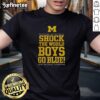 Original Michigan Wolverines NCAA Men's Basketball National Champions 2026 'Shock The World' Go Blue T-Shirt design.