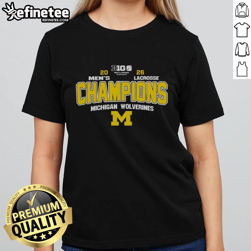 original-ncaa-michigan-wolverines-2026-big-10-mens-lacrosse-tournament-champions-ladies-tee Alt Text: 2026 Big 10 Men's Lacrosse Tournament Champions Michigan Wolverines ladies tee featuring original design.