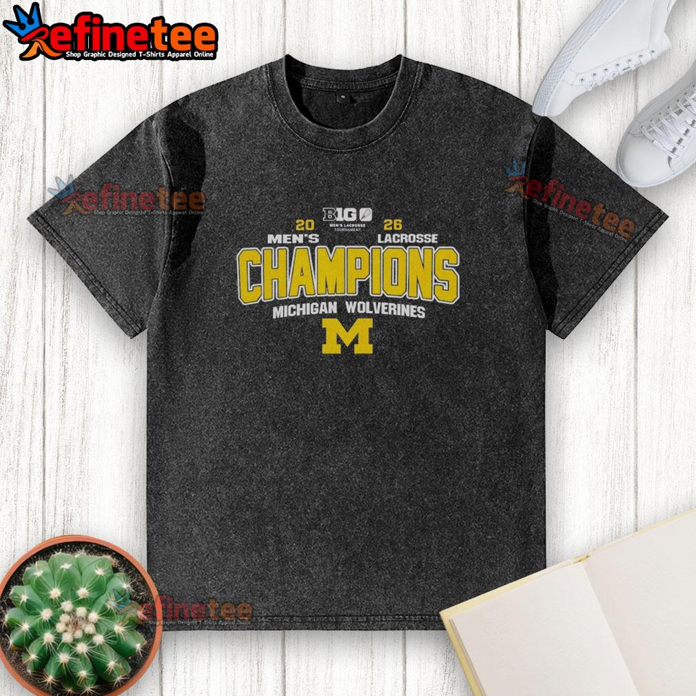 original-ncaa-michigan-wolverines-2026-big-10-mens-lacrosse-tournament-champions-washed-t-shirt Original NCAA Michigan Wolverines 2026 Big 10 Men's Lacrosse Tournament Champions washed t-shirt in navy blue.