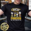 Alt Text: Original Peanuts Characters X VCU Rams NBA Forever T-Shirt featuring iconic characters and team spirit design.