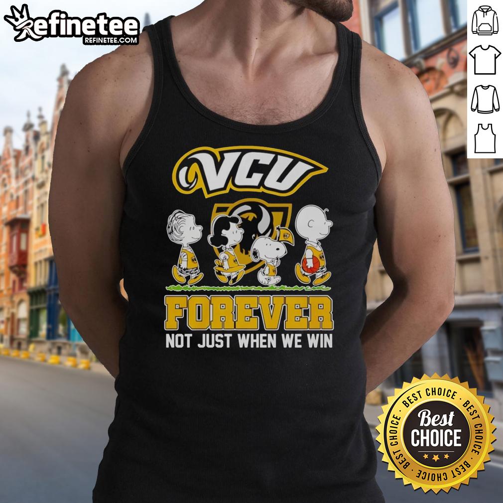 original-peanuts-characters-x-vcu-rams-nba-forever-not-just-when-we-win-tank-top Original Peanuts characters on a VCU Rams NBA tank top, featuring 'Forever Not Just When We Win' slogan.