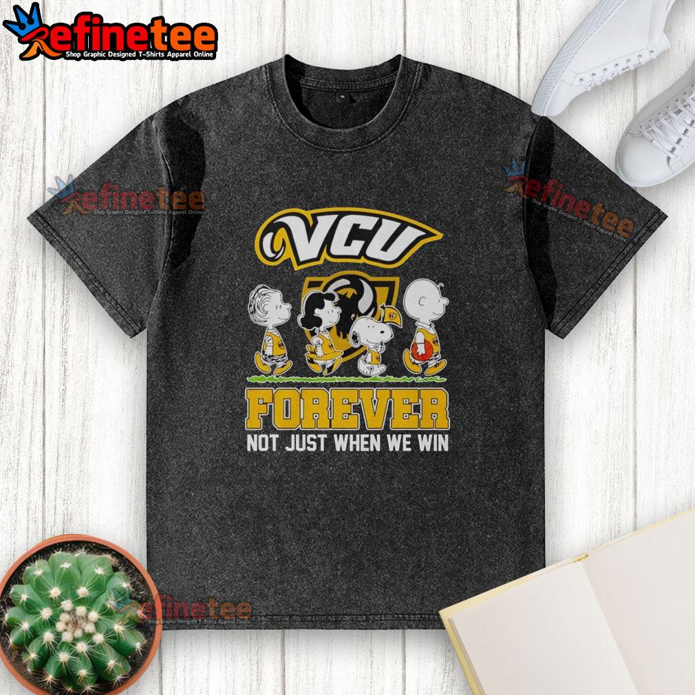 original-peanuts-characters-x-vcu-rams-nba-forever-not-just-when-we-win-washed-t-shirt Original Peanuts characters on a VCU Rams NBA Forever T-shirt, celebrating fandom beyond just winning.
