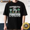 Alt Text: Original Peanuts X Michigan State Spartans fan t-shirt featuring cartoon characters, perfect for loyal supporters.