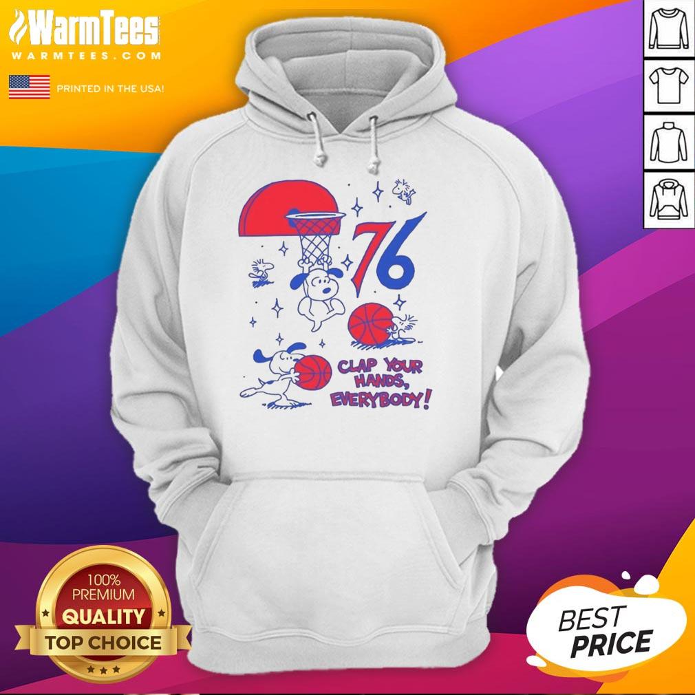 original-philadelphia-76ers-x-snoopy-and-woodstock-clap-your-hands-everybody-hoodie Alt Text: Original Philadelphia 76ers X Snoopy and Woodstock hoodie featuring Clap Your Hands Everybody design.