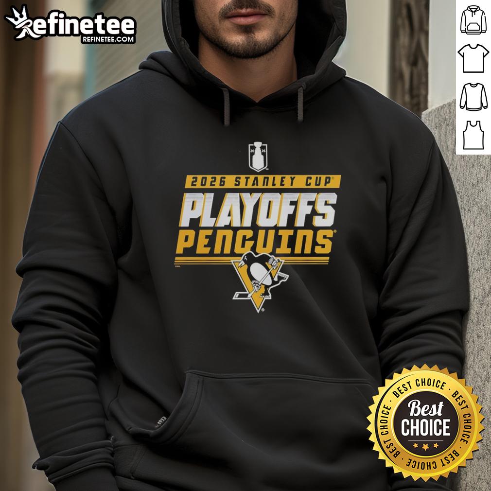 original-pittsburgh-penguins-ice-hockey-2026-stanley-cup-playoffs-logo-hoodie Alt Text: Original Pittsburgh Penguins Ice Hockey 2026 Stanley Cup Playoffs Logo Hoodie displayed on a hanger.