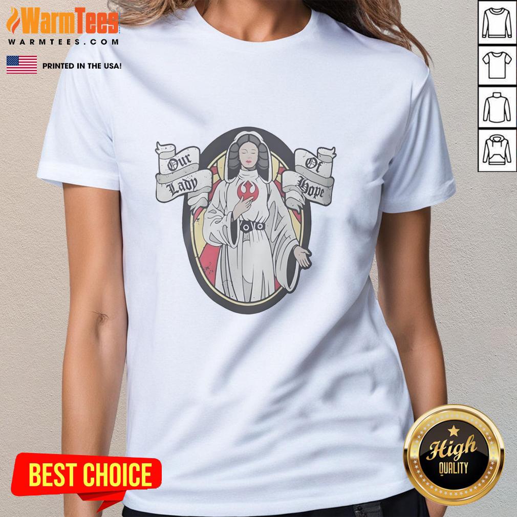 original-princess-leia-from-star-wars-our-lady-of-hope-ladies-tee Original Princess Leia from Star Wars on Our Lady of Hope Ladies Tee, featuring a vibrant design for fans.