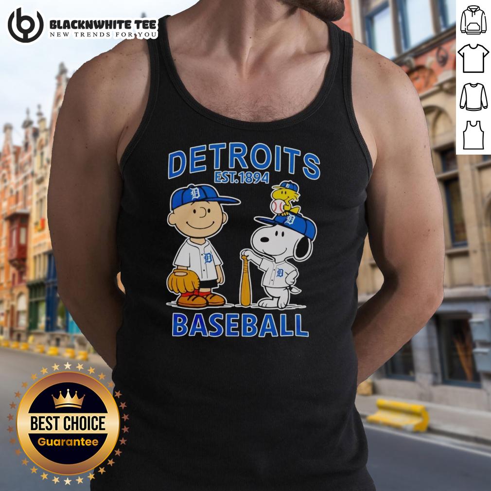 Original Snoopy And Charlie Brown X Detroit Tigers Baseball Est 1894 Tank Top