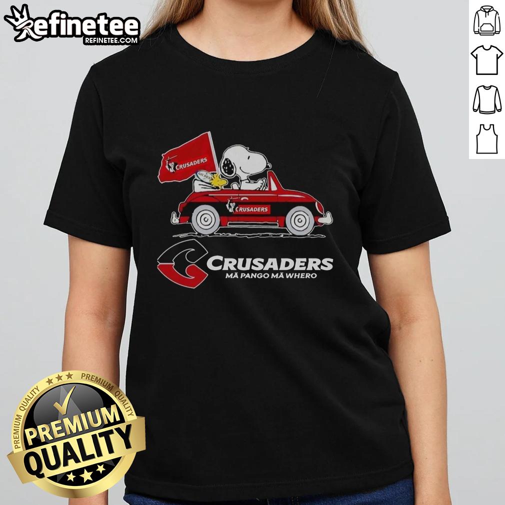 original-snoopy-and-woodstock-driver-car-crusaders-ladies-tee Alt Text: Original Snoopy and Woodstock Driver Car Crusaders Ladies Tee featuring vibrant graphics and a stylish design.