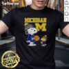 Original Snoopy and Woodstock in Michigan Wolverines jersey t-shirt, showcasing a unique fan design for sports enthusiasts.