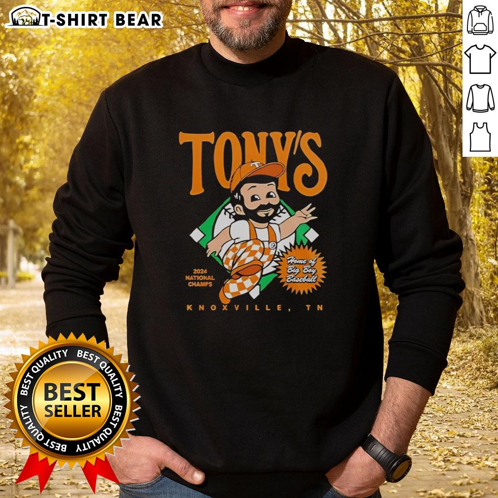 Original Tony's Tennessee Volunteers 2026 National Champions Home Of Big Boy Baseball Sweatshirt Alt Text: Original Tony's Tennessee Volunteers 2026 National Champions sweatshirt featuring Big Boy Baseball design.