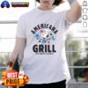 Original Women's Peanuts Americana Grill Cropped Graphic T-Shirt featuring a fun Peanuts design in vibrant colors.