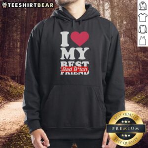 Top I Love My Best Friend Bad Bitch Heart Shape Hoodie in vibrant colors, perfect for stylish friendship outfits.