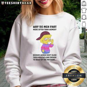 Original Simpson sweatshirt featuring 'Why Do Men Fart More Often Than Women?' humorous design for casual wear.