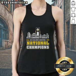 Top Michigan Wolverines NCAA Men's Basketball National Champions tank top with city skyline design.