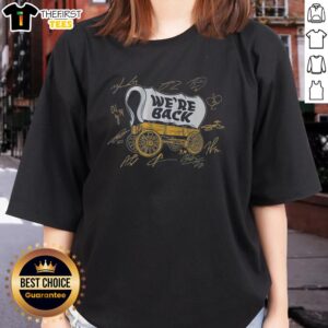 Official Buffalo Hockey Wagon We're Back Ladies Tee featuring a stylish design perfect for fans of Buffalo hockey.