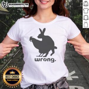 Alt Text: Original Wrong Chicken and Rabbit Doggy Style Ladies Tee featuring playful animal graphics and stylish design.