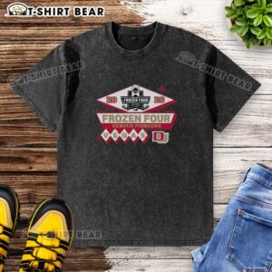 Denver Pioneers Men's Ice Hockey 2026 NCAA Frozen Four washed t-shirt featuring team logo and vibrant colors.
