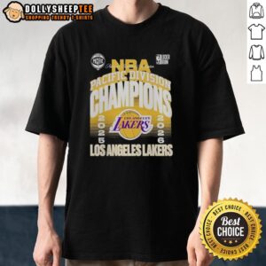 Alt Text: Los Angeles Lakers 2026 NBA Pacific Division Champions T-Shirt featuring vibrant team colors and logo design.