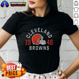 Hot Cleveland Browns Heritage Print Ladies Tee showcasing team pride with stylish design, perfect for fans.