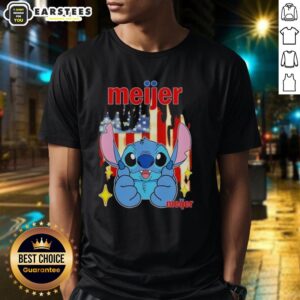 Cute Stitch Like Meijer USA flag t-shirt featuring vibrant colors and a playful design, perfect for patriotic fans.