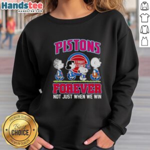 Official Peanuts characters x Detroit Pistons sweatshirt featuring iconic designs, perfect for fans and cozy wear.