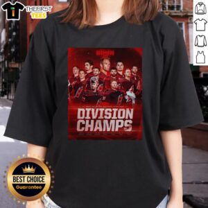Premium Carolina Hurricanes NHL 2025-2026 Metro Division Champions poster on a ladies tee, featuring vibrant team colors.