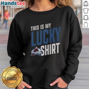 Alt Text: Person wearing a hot Colorado Avalanche sweatshirt, showcasing team spirit and style during a game day.