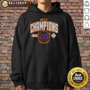 Official Auburn Tigers Men's Basketball NIT Champions 2026 hoodie featuring team logo and championship design.