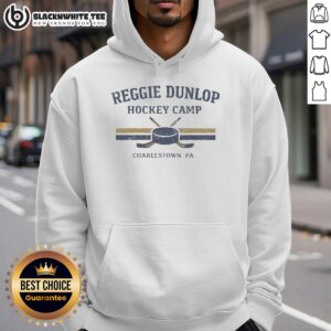 Official Reggie Dunlop Hockey Camp Charlestown Chiefs Team Hoodie in vibrant colors, showcasing team logo and design.