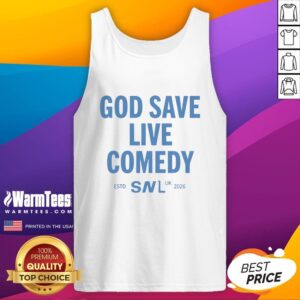 Pretty God Save Live Comedy SNl UK Estd 2026 tank top design featuring vibrant graphics and a stylish cut.
