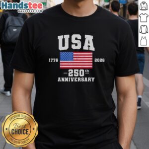 Official 4th of July USA flag t-shirt celebrating the 250th anniversary, perfect for patriotic festivities.