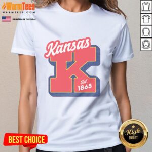 Official Kansas Est 1865 Heather Red Ladies Tee showcasing a stylish design for Kansas pride and comfort.