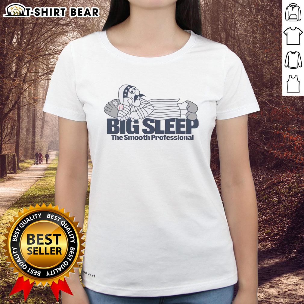 Premium Big Sleep Trent Grisham Superstar Cartoon New York Yankees Ladies Tee Alt Text: Premium Big Sleep Trent Grisham cartoon on a New York Yankees ladies tee, perfect for baseball fans.