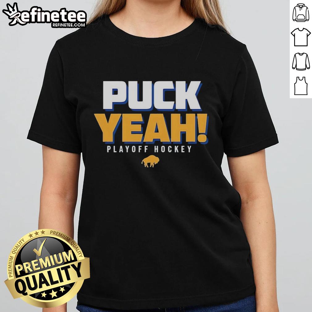 premium-buffalo-sabres-puck-yeah-playoffs-hockey-2026-logo-ladies-tee Alt Text: Premium Buffalo Sabres Puck Yeah Playoffs 2026 logo on ladies tee, perfect for hockey fans and playoff excitement.