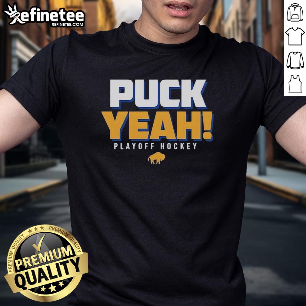 premium-buffalo-sabres-puck-yeah-playoffs-hockey-2026-logo-t-shirt Premium Buffalo Sabres 'Puck Yeah' Playoffs Hockey 2026 Logo T-Shirt featuring vibrant team colors and bold graphics.