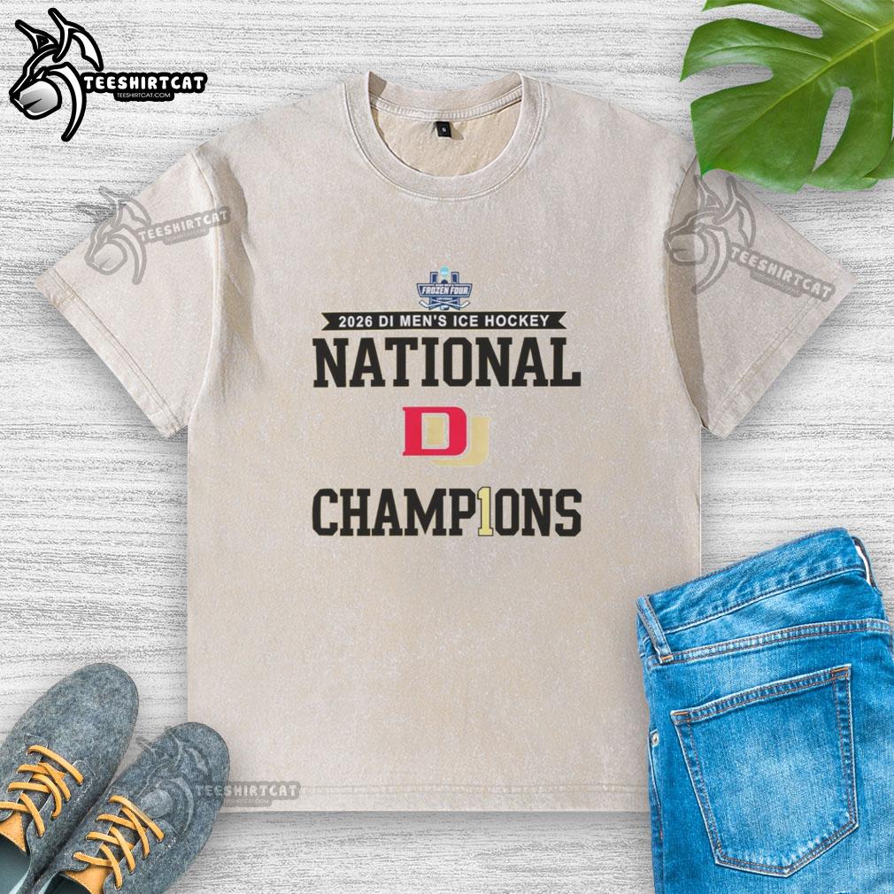premium-denver-pioneers-2026-di-mens-ice-hockey-frozen-four-champions-washed-t-shirt Premium Denver Pioneers 2026 Men's Ice Hockey Frozen Four Champions washed t-shirt showcasing team spirit and victory.