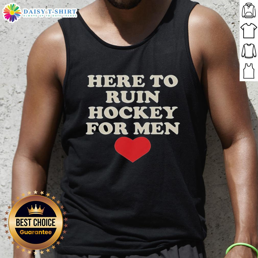 Premium Here To Ruin Hockey For Men Heart Shape Retro Tank Top Alt Text: Premium Here To Ruin Hockey For Men heart-shaped retro tank top in stylish design, perfect for hockey fans.
