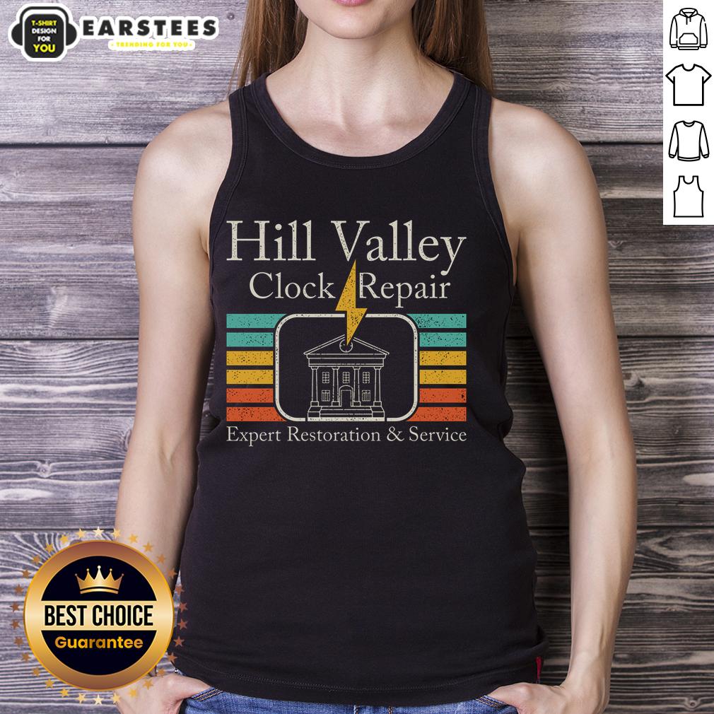 premium-hill-valley-clock-repair-tank-top Premium Hill Valley Clock Repair tank top featuring a stylish design perfect for fans of classic time travel movies.