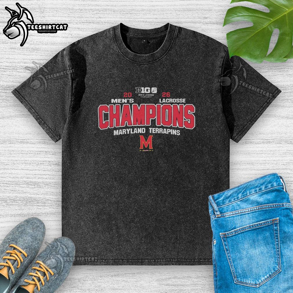 premium-maryland-terrapins-mens-lacrosse-2026-big-ten-conference-champions-washed-t-shirt Premium Maryland Terrapins Men's Lacrosse 2026 Big Ten Conference Champions washed t-shirt in red with team logo.