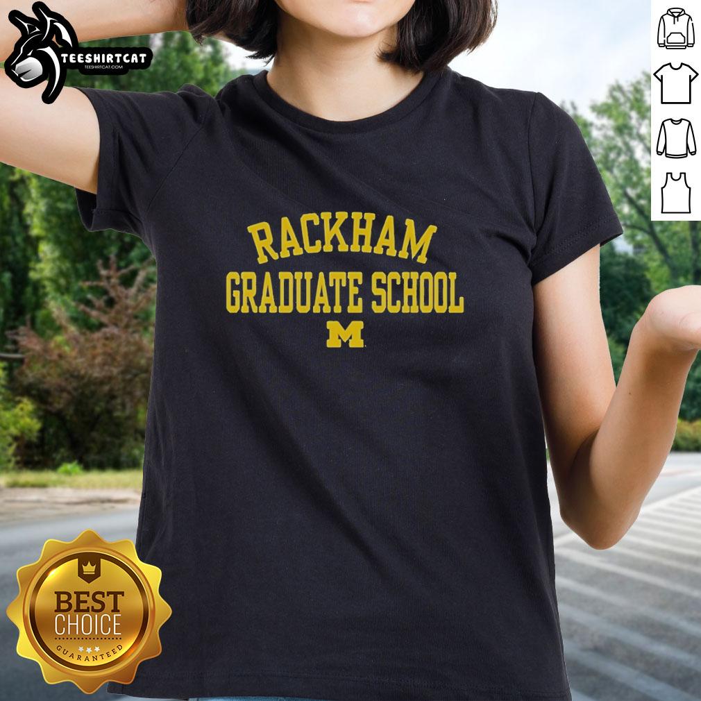premium-michigan-wolverines-rackham-graduate-school-logo-ladies-tee Premium Michigan Wolverines Rackham Graduate School logo ladies tee in navy blue, perfect for fans and alumni.