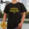 Alt Text: Premium Michigan Wolverines Rackham Graduate School Logo T-Shirt featuring bold school colors and iconic logo design.