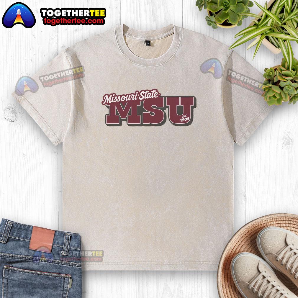 Premium Missouri State Est 1905 Maroon Washed T Shirt Alt Text: Premium Missouri State Est. 1905 maroon washed t-shirt featuring a vintage design and soft, comfortable fabric.