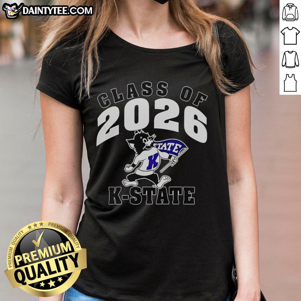 premium-ncaa-k-state-wildcats-class-of-2026-ladies-tee Alt Text: Premium NCAA K-State Wildcats Class of 2026 ladies tee in purple, showcasing school spirit and style for female fans.